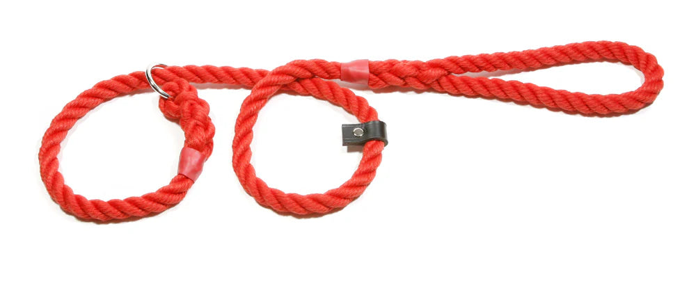 Hand Made Rope Slip/Gundog Lead With Leather Stop