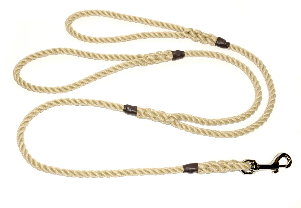 Hand Made Rope Clip Lead With Two Handles - With Nickel Plated fittings