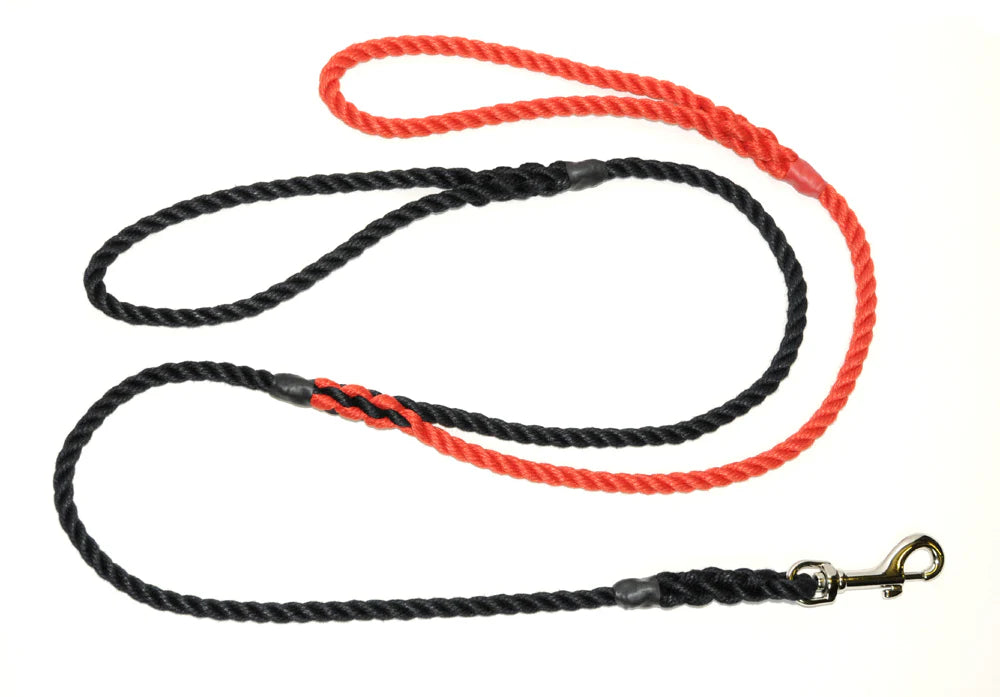 Hand Made Rope Clip Lead With Two Handles - With Nickel Plated fittings