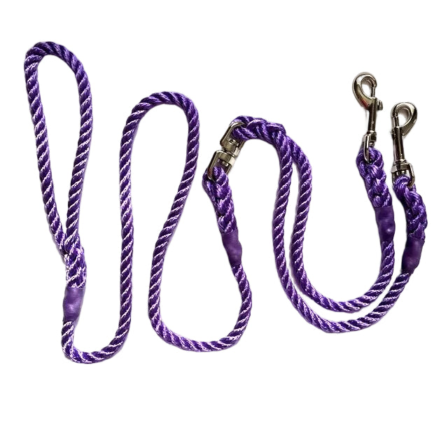 Hand Made Rope Brace Clip Lead With Swivel - 8mm diameter, 1.5m length, Shiny Violet