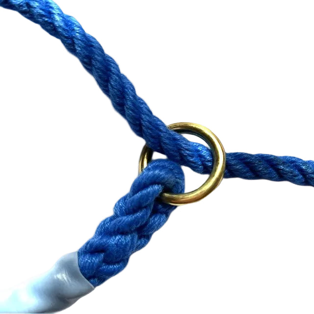 Hand Made Rope Slip Lead No Stopper - 8mm diameter, 2m length, Matt Blue