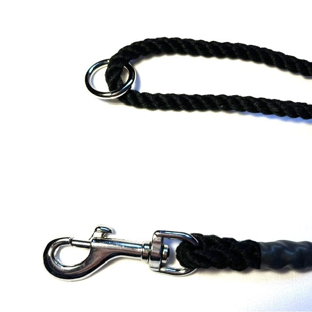 Hand Made Clip Lead With Ring - 6mm diameter, 0.65m length, Matt Black