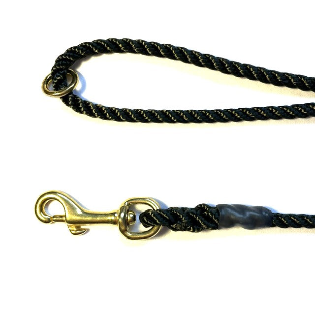 Hand Made Rope Clip Lead With Ring - 6mm diameter, 1.7m length, M.O.D. Olive