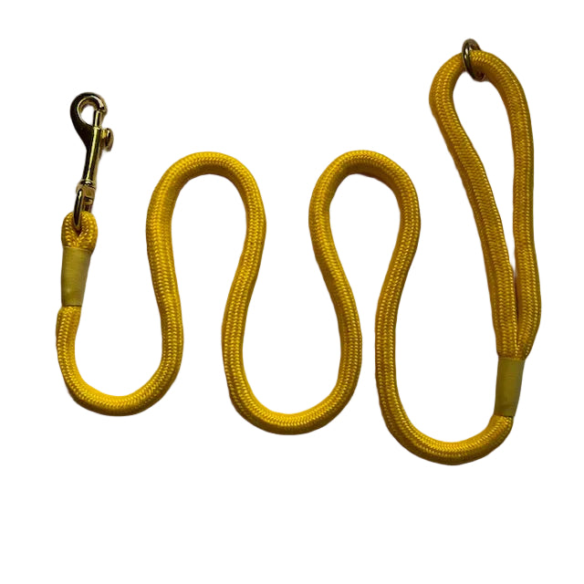 Braided Clip Lead With Ring - 8mm diameter, 1.2m length, Yellow