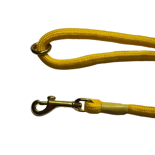Braided Clip Lead With Ring - 8mm diameter, 1.2m length, Yellow