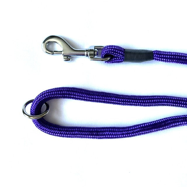 Braided Clip Lead With Ring - 6mm diameter, 0.95m length, Violet