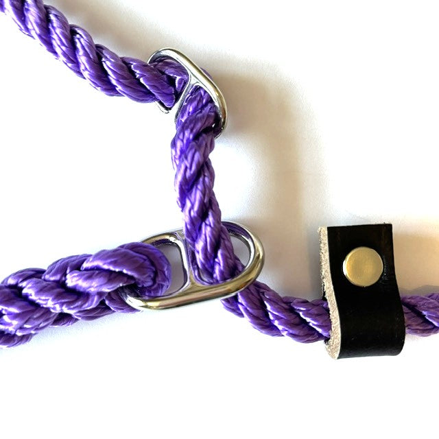 Hand Made Rope Double Stop Slip Lead, 8mm diameter, 1.5m length, Shiny Violet