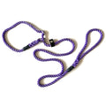 Hand Made Rope Double Stop Slip Lead, 8mm diameter, 1.5m length, Shiny Violet