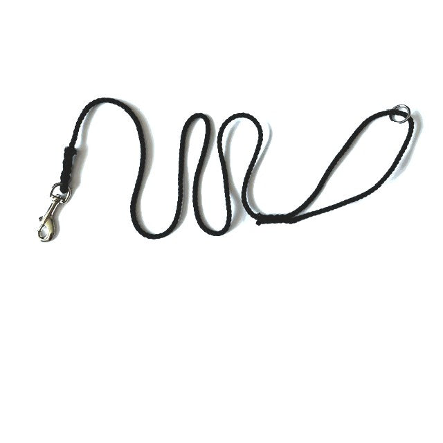 Hand Made Rope Clip Lead With Ring - 4mm diameter, 0.95m length (no sleeves) Matt Black