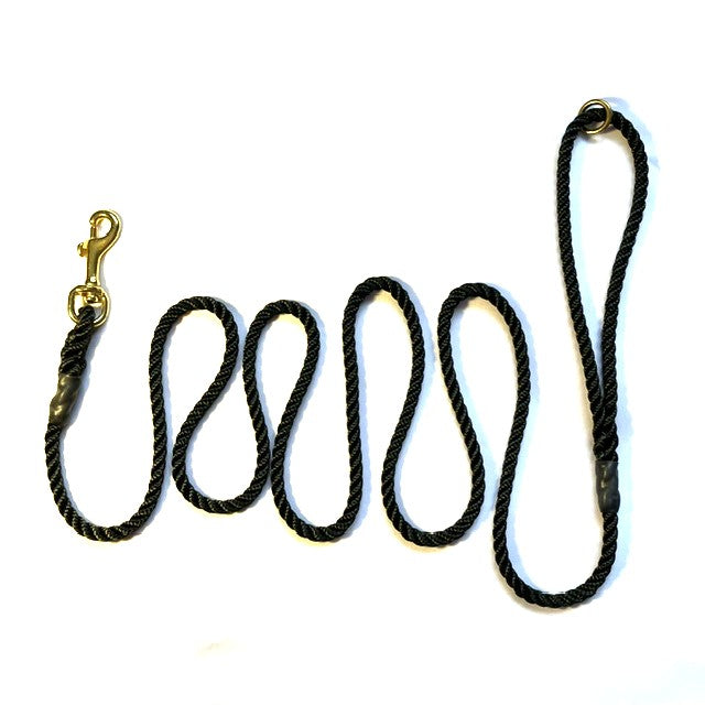 Hand Made Rope Clip Lead With Ring - 6mm diameter, 1.7m length, M.O.D. Olive