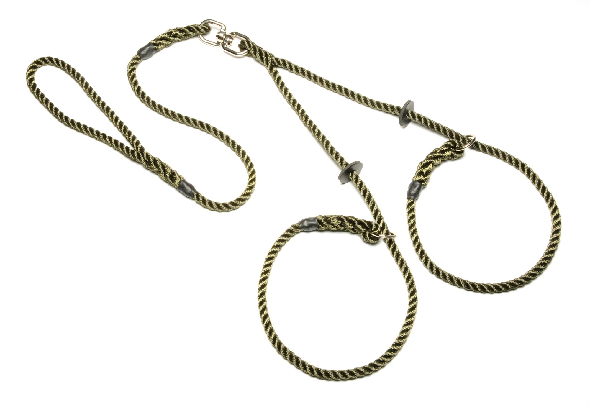 Hand Made Rope Brace Slip Lead With Swivel (two dogs one handle)