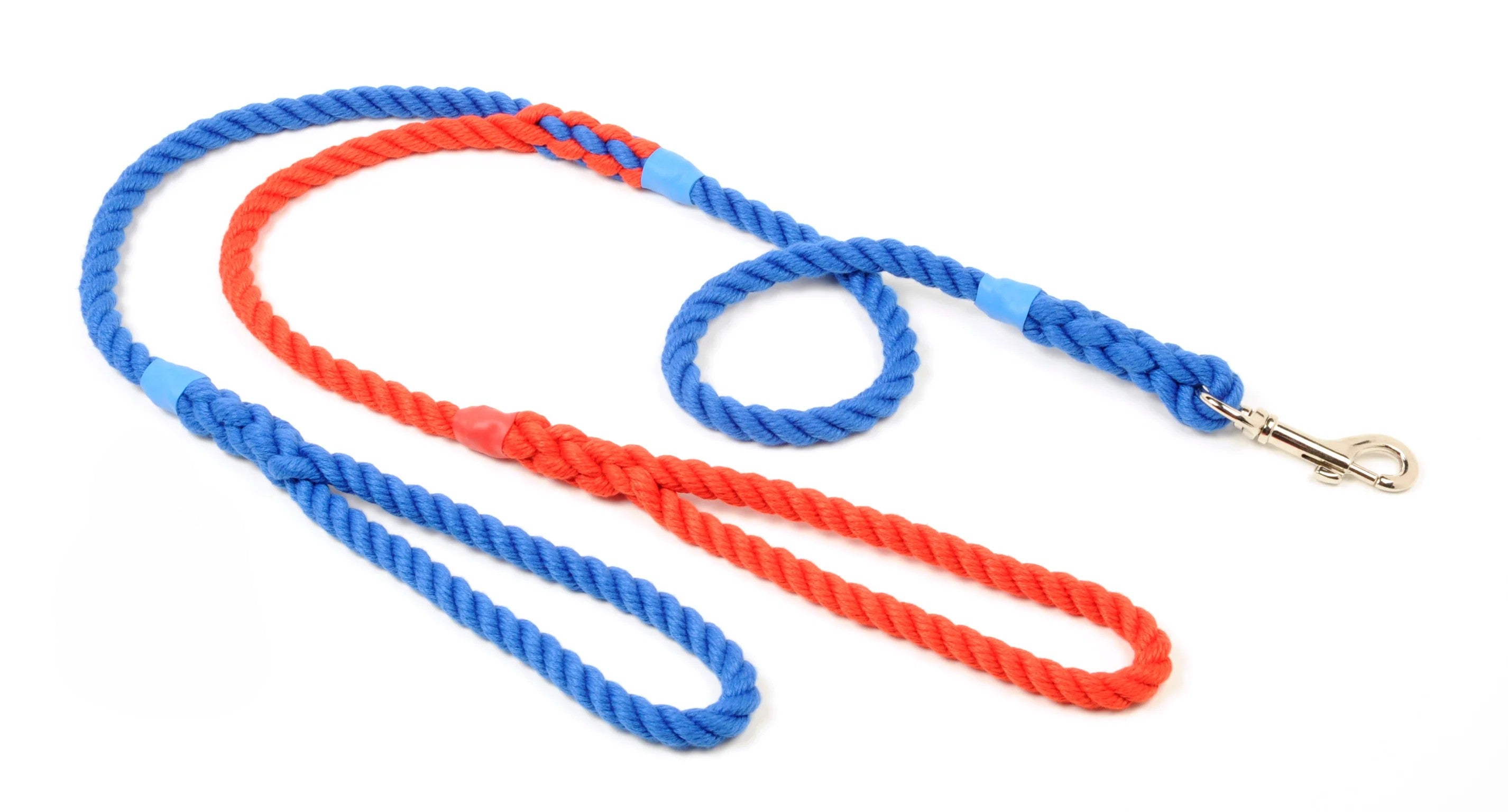 Hand Made Rope Clip Lead With Two Handles - With Nickel Plated fittings