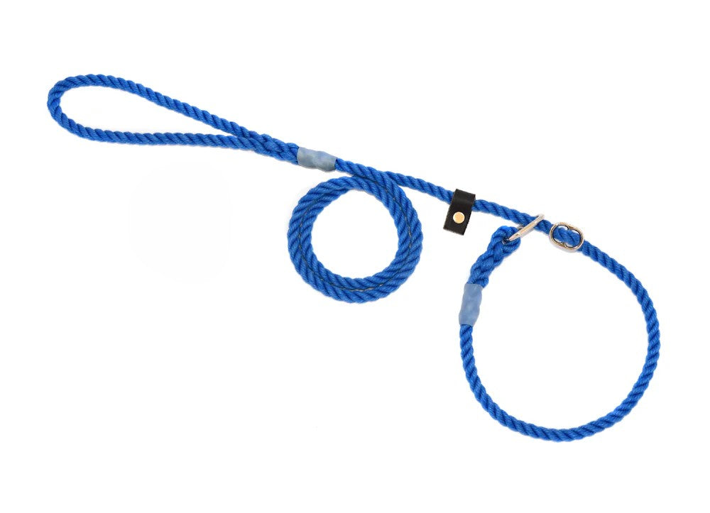 Hand Made Rope Double Stop Slip Lead With Leather Stop
