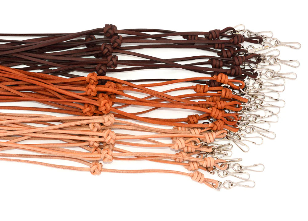 4mm Bootlace Leather Lanyard Adjustable At Clip End