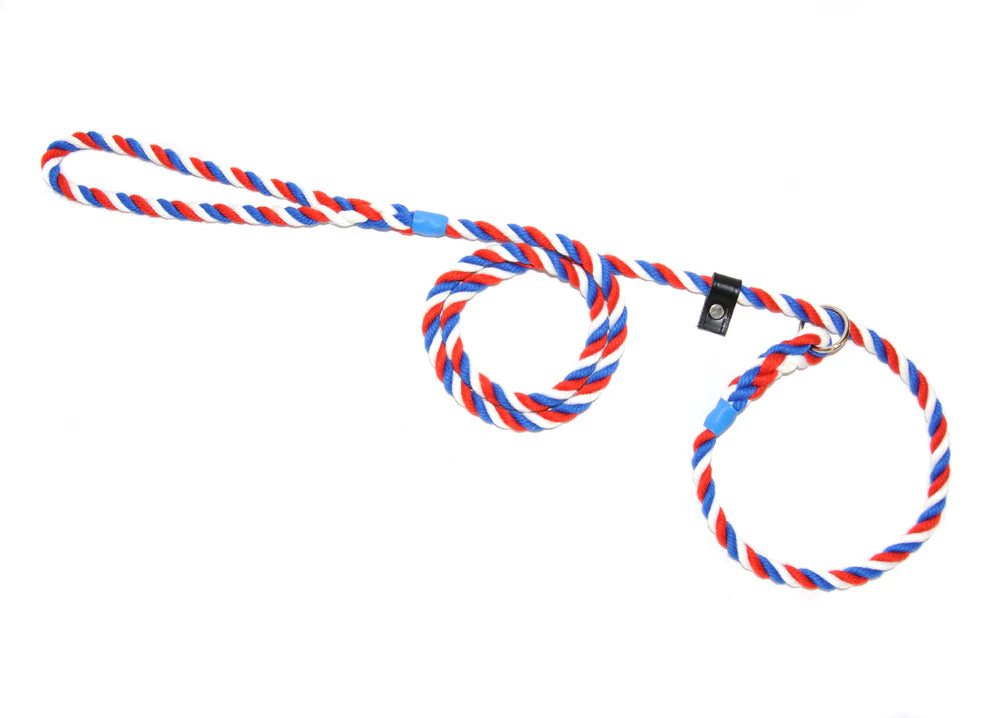 Hand Made Rope Slip/Gundog Lead With Leather Stop
