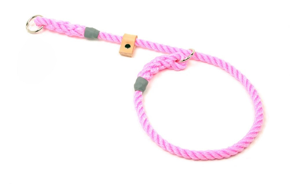Hand Made Rope Dog Slip Collar With Sliding Leather Stopper