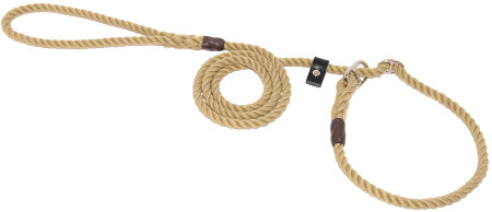 Hand Made Rope Double Stop Slip Lead With Leather Stop