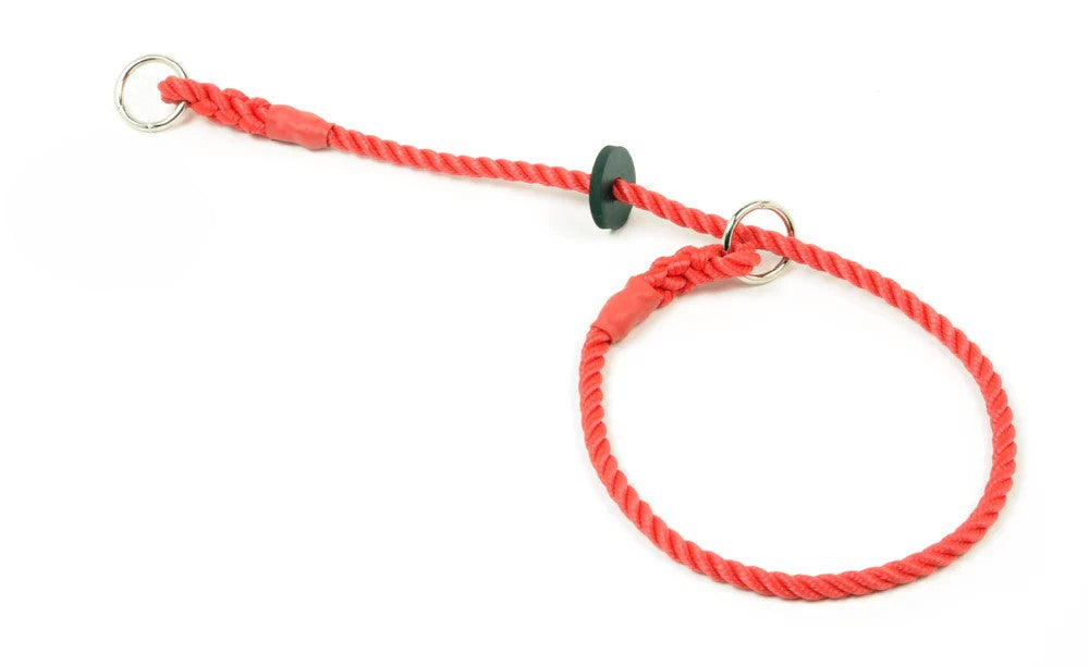 Hand Made Rope Dog Slip Collar With Sliding Rubber Stopper